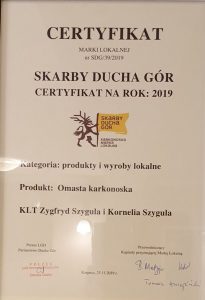 certyfikat Skarby Ducha Gór