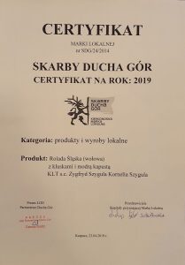 certyfikat Skarby Ducha Gór