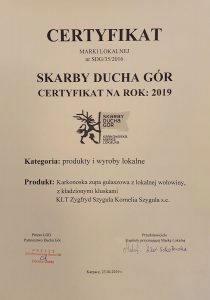 certyfikat Skarby Ducha Gór